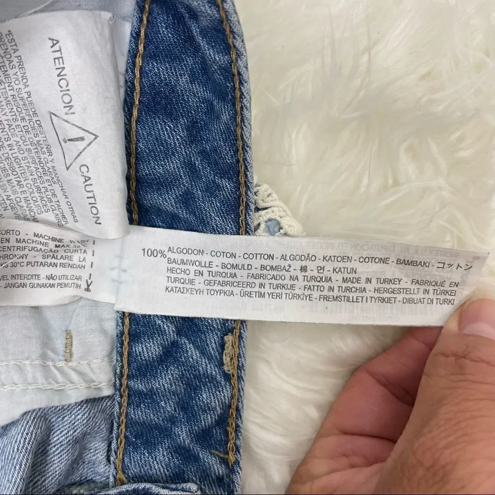 Zara | TRF denim embroidered shorts 02 distressed Daisy Dukes , 5 pocket.